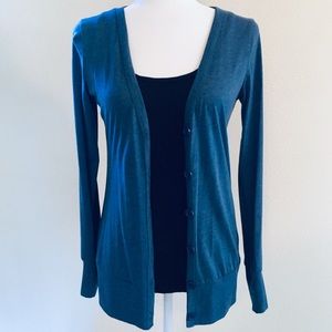 Alloy Blue Button-Up Knit Long Sleeve Shirt